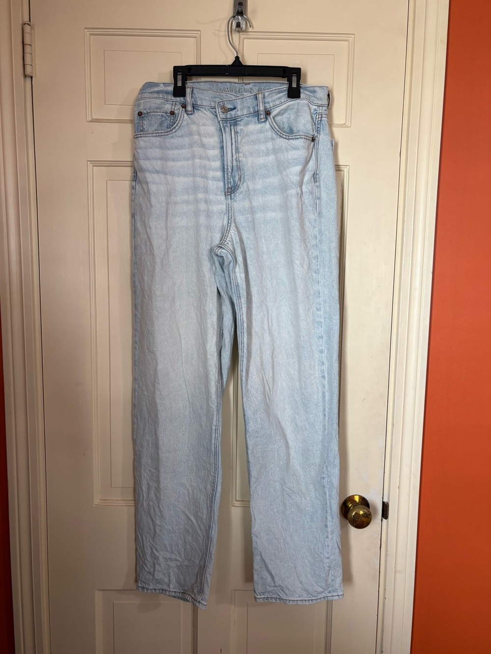 American Eagle Jeans Women's 8 Stone Wash Highest Rise Baggy Straight Leg Jeans